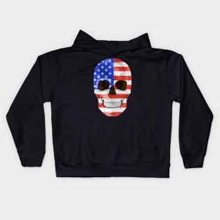 USA Flag Skull - Gift for American With Roots From USA Kids Hoodie